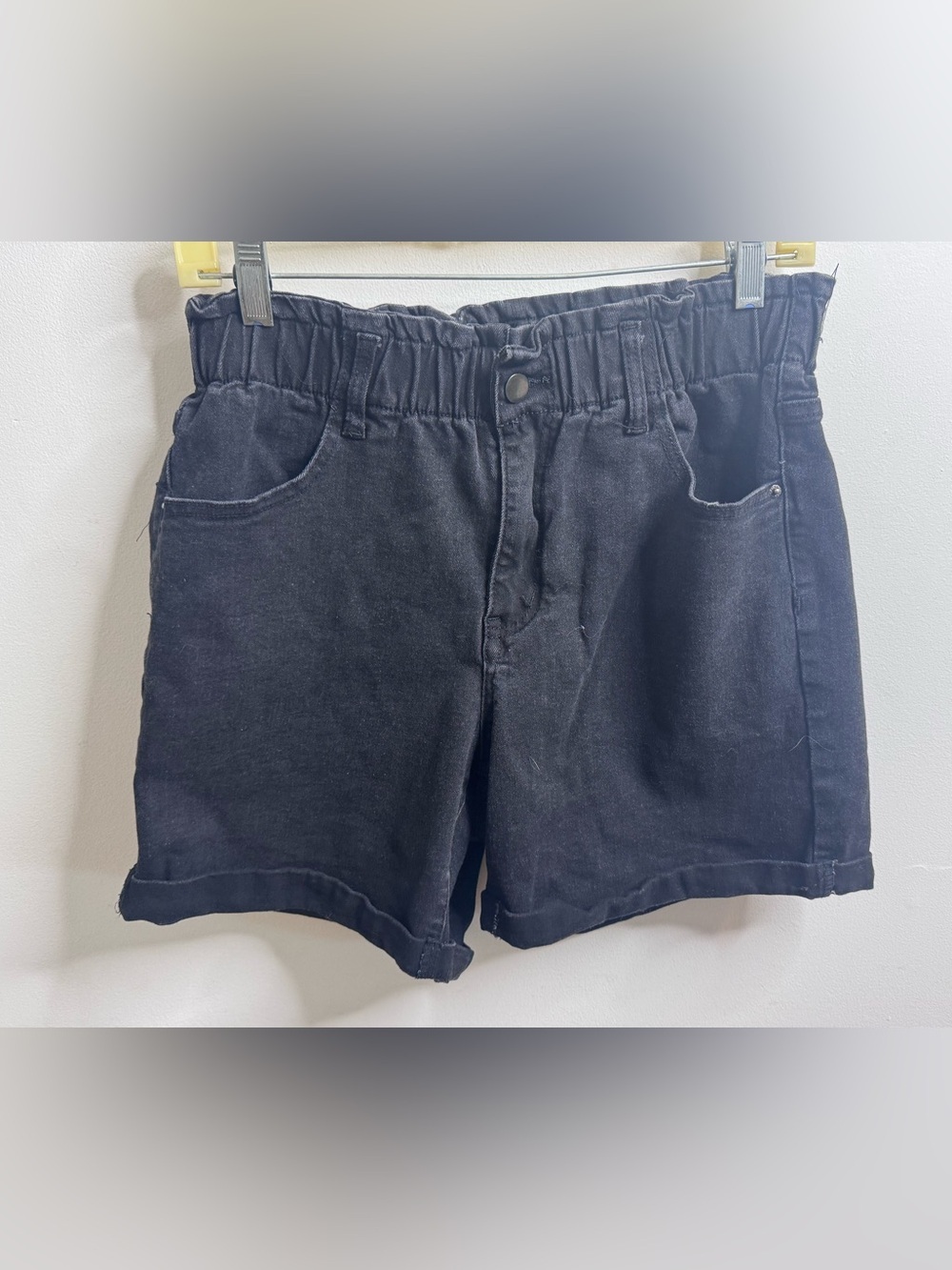 SHEIN Black High Waist EMO PUNK Paperbag Shorts
